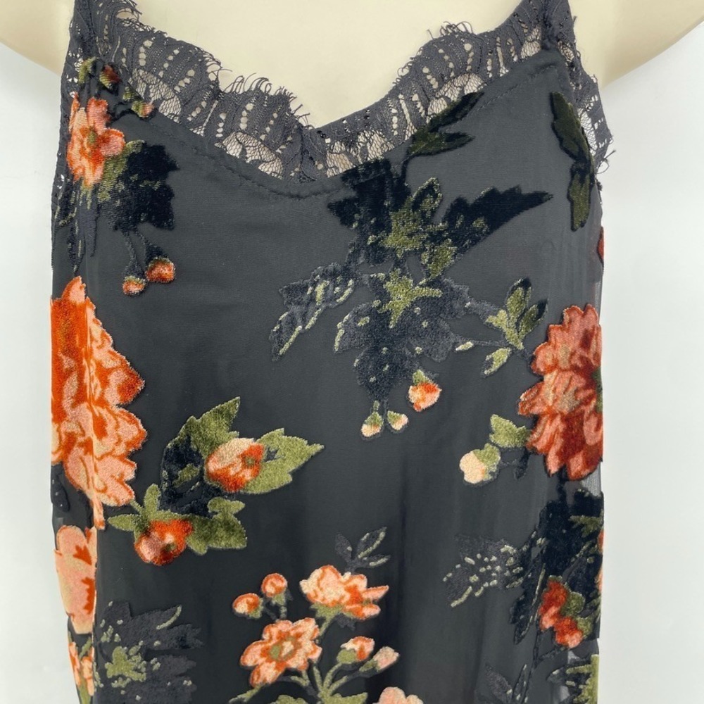 Xhilaration Y2K Floral Velvet Burnout Tank Top Size M Bloomcore Whimsigoth Fairy - Picture 5 of 10